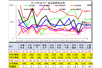 2023年2月皮卡市場分析 銷售4.3萬輛大漲25%